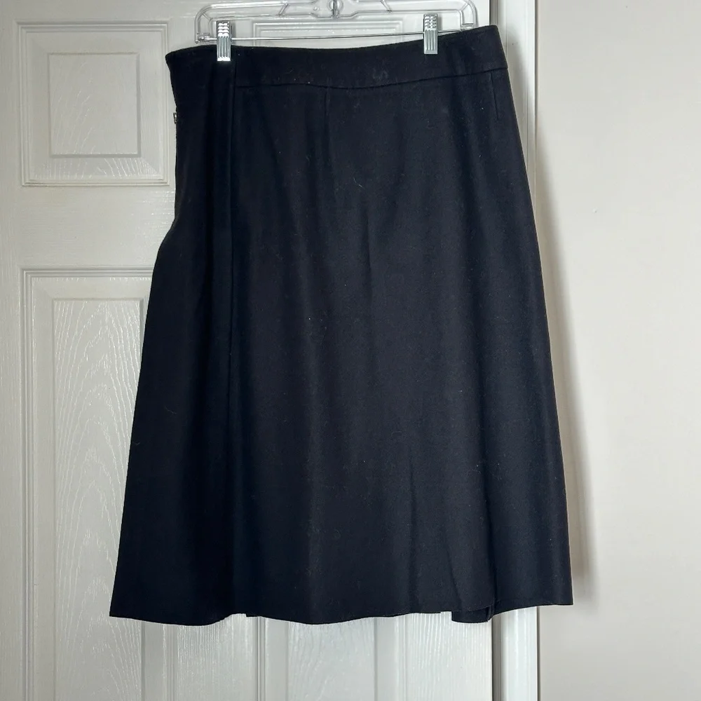 Garnet Hill Wool Cashmere Blend Black Wrap Skirt Size14 Winter - Picture 2 of 6